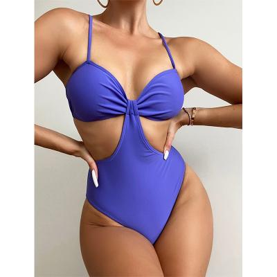 China BSJ2095 Logo Womens Bandeau Purple High Breathable Custom Size Swimwear One Piece Bikini for sale