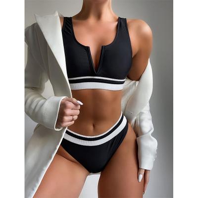 China Hollow BN2047 Breathable High Quality Black White Patch Work Women's Bikini Swimwear Swimwear for sale