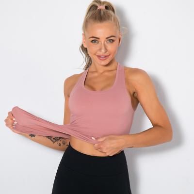 China Breathable YT3021 Lu Styles Amazon Success Solid Color Elastic Slim Tank Top Ladies Yoga Wears Gym Tops for sale