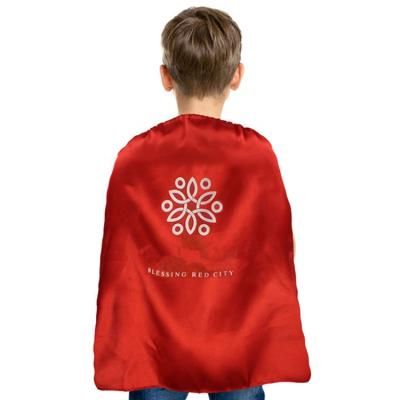 China Satin Personalized Super Kids Party Cape Logo Printed Blue Capes With Mask for sale