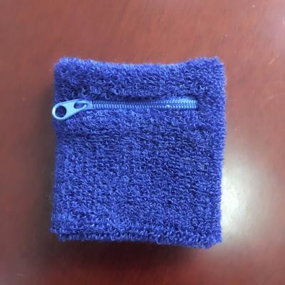 China Sport Use Sports Cotton Wrist Sweatband With Zipper Pocket For Sale for sale