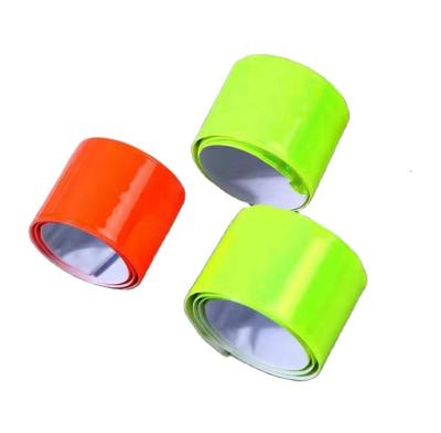 China High Visibility Waterproof Reflective Reflective Snap Plastic Armband Wristbands PVC Slap Wristbands for sale