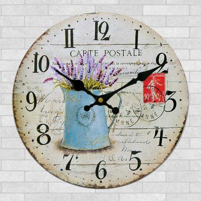 China Retro Style Home Wooden Wall Clock Decoration Living Room Bedroom Romantic Decoration for sale