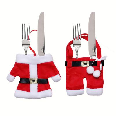 China 2022 Table Party Decorations Mini Creative Christmas Clothes Pants Christmas Table Decoration Christmas Cutlery Bag Non-woven Fabric for sale