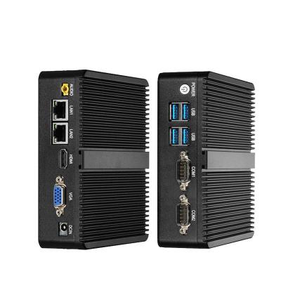 China Fanless+Aluminum Alloy Metal Case Mini Pc 4 Lan Quad Core j4125 i3 i5 i7 Industrial Computer Dual Lan Dual Com Desktop Host for sale