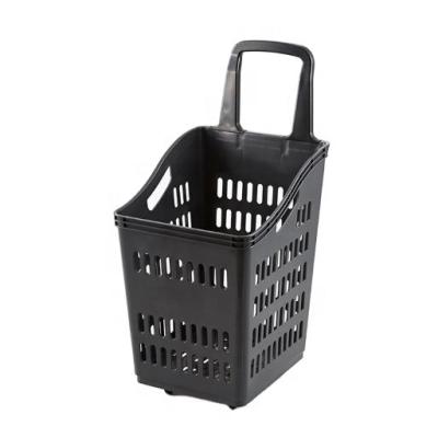 China Supermaerket Gray Plastic Handle Plastic Hand Trolley Supermarket Shopping Basket Shipping Shopping Dark Plastic Trolley for sale