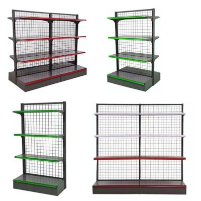 China Double Sided Supermarket Display Shelves Stand Metal Wire Mesh Shelving Shelf Grid Gondola Store Shelf for sale