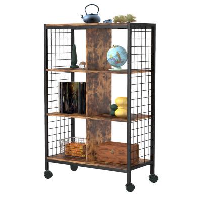 China Modern Wooden Organizer Storage Rack CLASSIC Metal 3-Layer Industrial View Bookcases Furniture Living Room Fashion Shelf Kitchen for sale