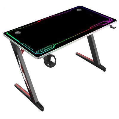 China (Other) Wholesale Adjustable Gaming PC Desktop Computer Racing Table With RGB LED Lights Gaming Table For Gamer for sale