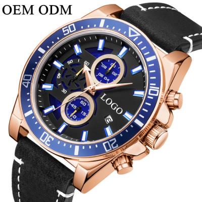 China Chronograph OEM ODM Megir 2132 Watch Dial High Quality Leather Big Watches For Men Sport Casual Military Wristwatches Synchronize Reloj for sale