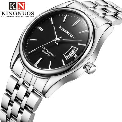 China Auto Date OEM ODM Kingnuos 1853 New Stylish Leather Band Stainless Steel Men Class Waterproof Wrist Watch Quartz for sale