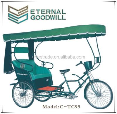 China Fashionable steel body pedicab rickshaw TC99 26 inch three wheel open bike/bicycle/tricycle for passenger for sale