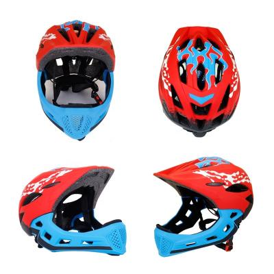 China Dismountable Bottom Bike Dirt Sports Cartoon Kids Full Face Safety Shell Compounds Chin Cycling Helmet For Kids Children for sale