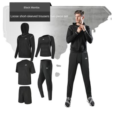 China 5 Piece Tracksuit Workout Clothing Men Joggers Breathable Custom Gym Fitness Customization Logo Sets for sale