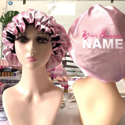 China Custom designer eco-friendly silk hair bonnet for women, satin hair bonnets sleep bonnet women, bonnets and satin hair wraps for sale