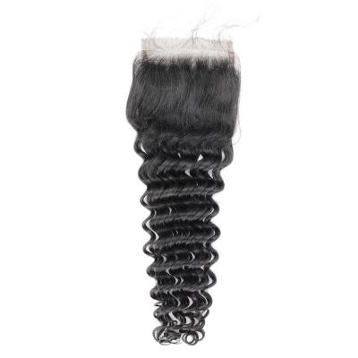 China Lace Melt In Skin Bundles With Closure For 4x4 Deep Virgin Lace Closure DW Color Women's Brazilian Wave 1B# Hair for sale