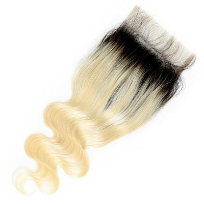 China 100% Virgin Human Hair Virgin Hair Bundles Raw With Closure Body Wave 4*4 1b613# Color For Black Women Pre Plucked Baby Hairline With Baby Hair for sale