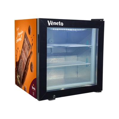 China Single-temperature electricity 55liter ice cream shop use glass door table top upright display freezer for sale for sale