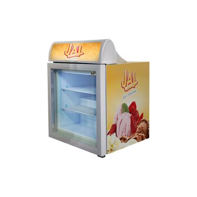 China Single-Temperature SD55B Mini Counter Top Commercial Ice Cream Freezer With Glass Door for sale