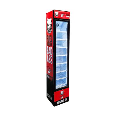 China 105L Single-temperature Slim Upright Commercial Transparent Glass Door Refrigerator for sale