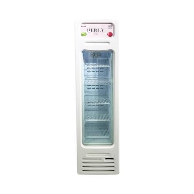 China 105L Single-temperature Special Glass Door Upright Slim Ice Cream Freezer With Light Box for sale