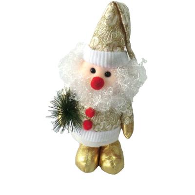 China Christmas decoration supplies standing santa claus with lighted pine branches in his right hand for christmas fabric decoration for sale