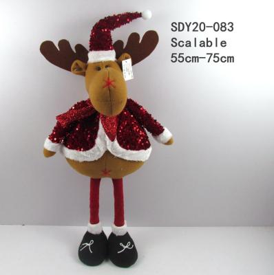 China Deer 2021 Newly Designed Christmas Products, Retractable Standing Christmas Deer Of The Latest Sequined Cloth for sale