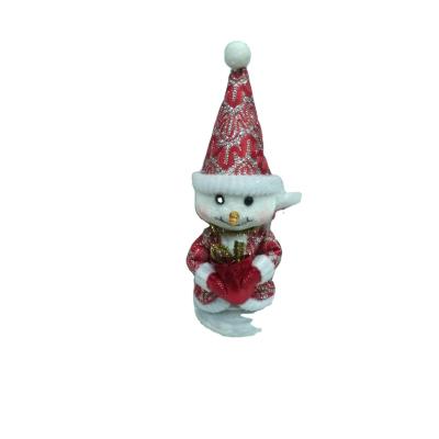 China Christmas Decoration Supplies Christmas 23cm Lit Spring Standing Snowman Wings And Scarf For Christmas Cloth Decoration for sale