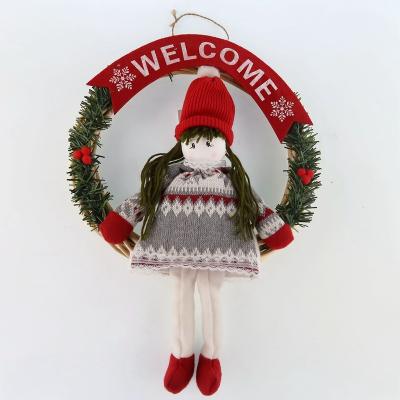 China Christmas decoration supplies Christmas wreath of a girl Christmas wreath hangers for Christmas fabric decoration for sale