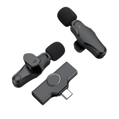 China Smaller and Lighter One Drag Two Clip Link Lavalier Microphone for Mobile Phone Talking in Type-C Audio Port Lapel Conference Microphone for sale