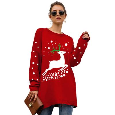 China OEM Breathable Winter Christmas Customizable Women Long Sleeve Knitted Causal Sweater For Ladies for sale