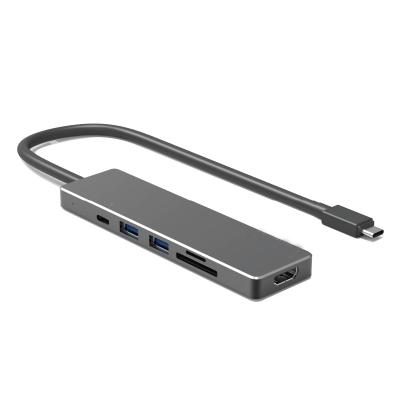 中国 Type-C GEN 1 USB 3.0 Aluminum Mini Dock Slim Design with Power Supply and SD/TF Card Readers WS-UHP3407 販売のため