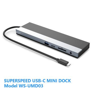 中国 USB-C 4K Triple Display Laptop Dock with 2 pcs USB 3.0, 2 pcs USB 2.0, 1 pcs RJ45 Gigabit Ethernet WS-UMD03 販売のため