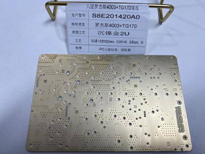 China 8 camadas Rogers RO4003+FR4 TG170 Superfície de ouro Rogers Board PCB Máscara de solda verde à venda