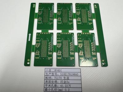 China 10L HDI PCB Board 2+N+2 with Minimum Trace 3/3mil Board 0.4-3.2mm SHENGYI TG170 ENIG3-8U