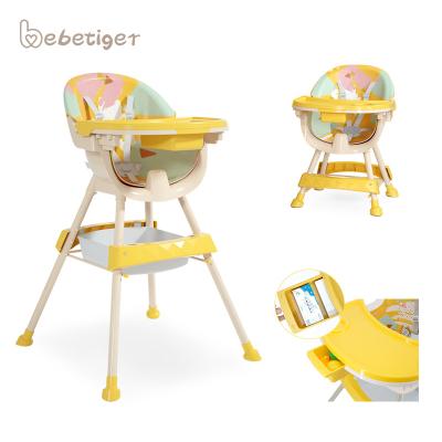 China Modern Yellow Modern 2 In 1 Folding High Quality Baby Safety Feeding Chair Kids Infants Plastic Chairs for sale