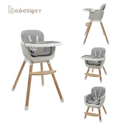 China Infant Portable Wooden Child Highchair Solid Wood Wooden Sitting Dining Dining High Chair Feeding Children for sale