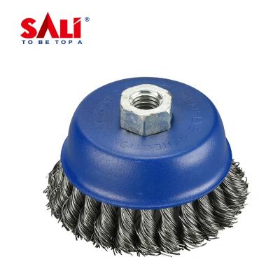 China Sali 2.5inch High Quality POLISHING Steel Twisted Wire Cup Brush for sale