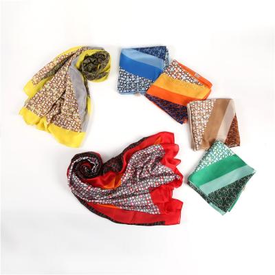 China Soft Smooth Feeling Patchwork Printing Scarf For Women Silk Scarf Other Scarves And Shawls for sale