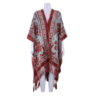 China Anti-pilling Burnout Velvet Female Wearable Silk Kimono for Autumn for sale