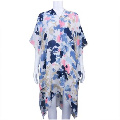 China Anti-wrinkle high quality women's beach floral print kimono cardigan for spring and summer for sale