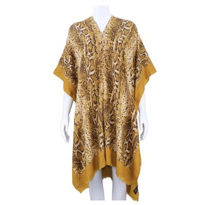 China Breathable Warm Winter Cashmere Poncho Python Print Luxury Snakeskin Print Kimono For Cold Weather for sale