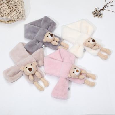 China Warm Soft Smooth Cute Scarf Cute Cartoon Rabbit Fur Scarf Rabbit Fur Scarf Kids Christmas Kid Scarf for sale