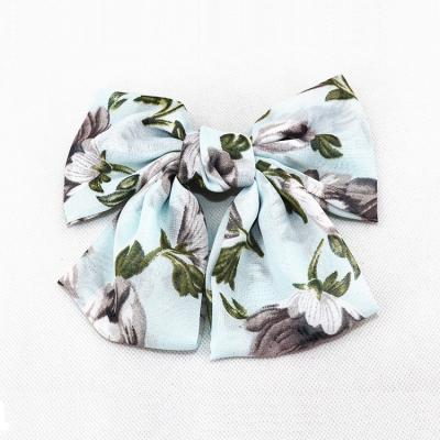 China Fabric Ribbon Scrunchies Bow Large Intestine Hair Circle Ties Hair Accessories Girls Print Headbands for sale