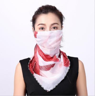 China Print Face Mask Floral Print Face Cover Sunscreen Scarf Chiffon Neck Scarves Dustproof Bandana Scarf for sale