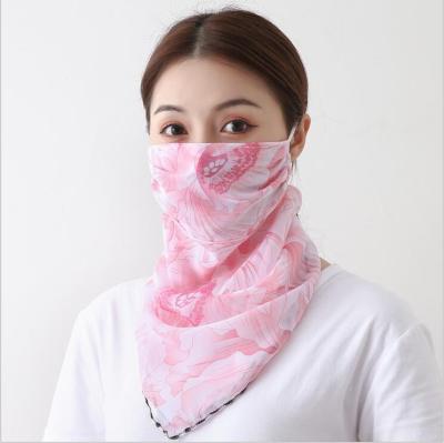 China Women Floral Print Face Mask Bandana Scarf Outdoor Dustproof Face Sunscreen Face Scarf for sale