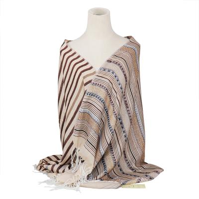 China Jacquard scarf Yiwu market striped hijab squishy metallic pashmina lady scarf custom lurex polyester shawl women cotton scarves for sale