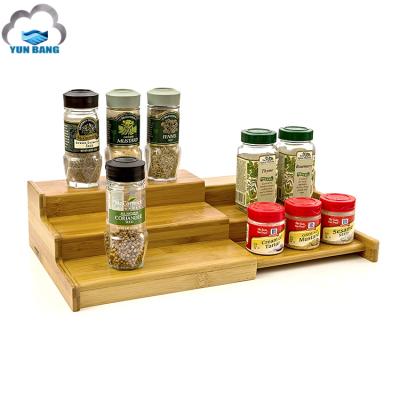 China Sustainable Kitchen Multifunctional Spice Rack 3 Layers Bamboo Seasoning Rack for sale