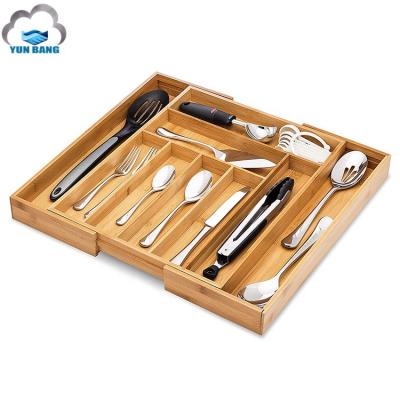 China Viable Kitchen Tableware Multifunctional Wooden Cutlery Storage Box for sale