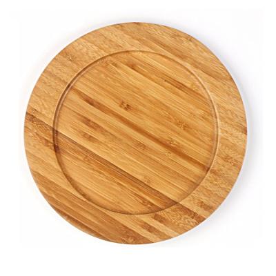 China Eco-Friendly Round Bamboo Table Coaster Dish Coaster Round Pizza Restaurant Tray for sale